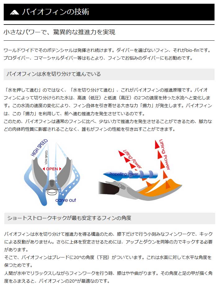 ダイビング用フィン apollo/アポロ バイオフィン・プロ