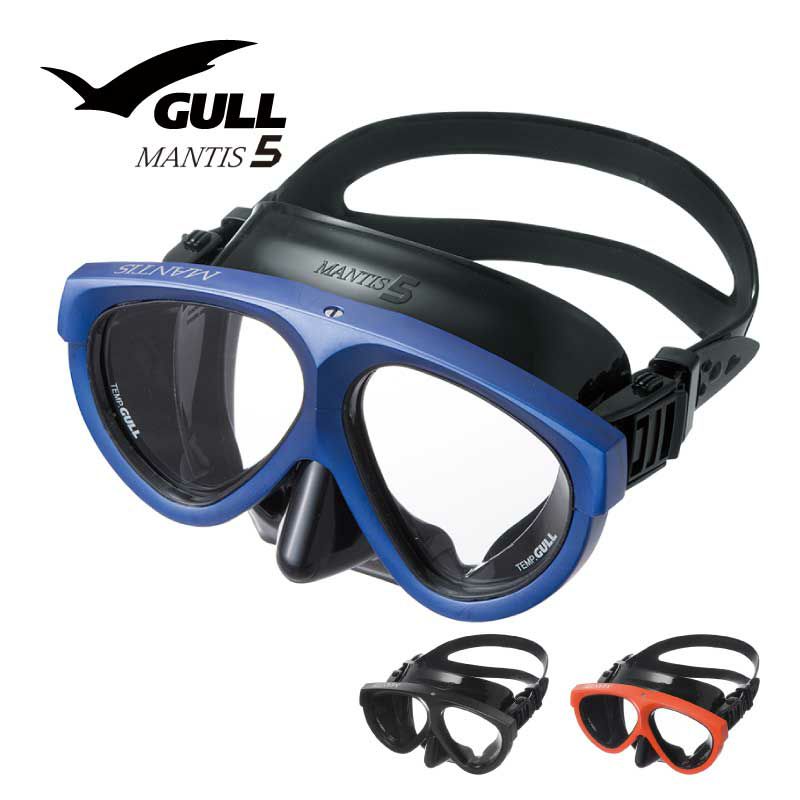 すぐ発送可能！ GULL(ガル) マンティス5 GM-1036 ブラックシリコン ダイビングマスク (ブラストミッドナイトブルー, ブラックシリコン) 