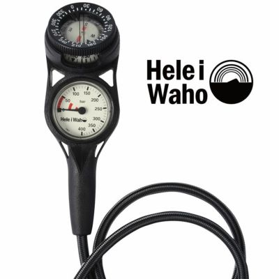 2 ゲージ 残圧計 コンパス フレックスホース 80cm Hele i Waho / ヘレイワホ ダイビング 重器材 海 スキューバダイビング 軽量モデル 軽い コンパクト 小さい 丈夫 耐久性