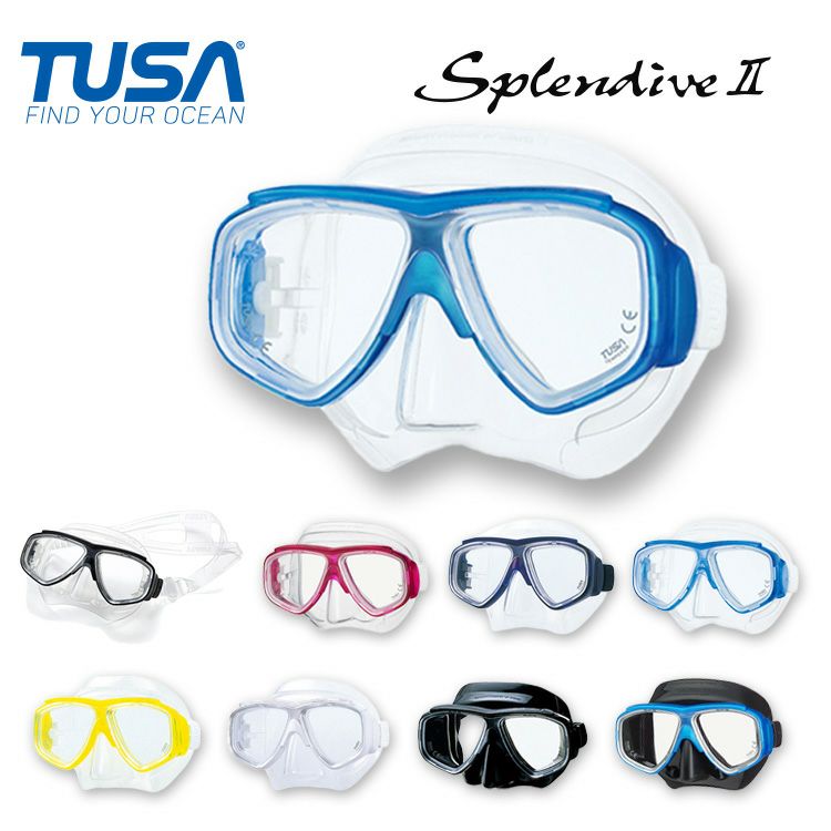 男女兼用（やや小さめ）ダイビングマスク TUSA/ツサ M7500/M7500QB スプレンダイブII 二眼タイプ 度付きレンズ対応