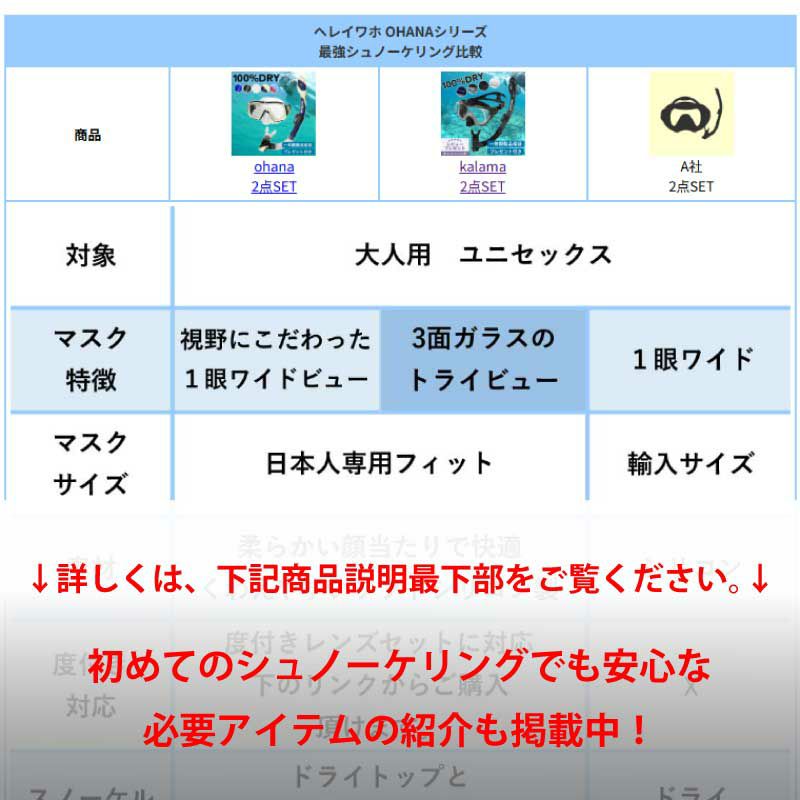 シュノーケルセット『100％ドライスノーケル』付！シュノーケリングセット2点HeleiWahoスノーケリングセット【ohana＋-kokua】|スノーケルドライシュノーケルシリコンマスクゴーグルスノーケリング