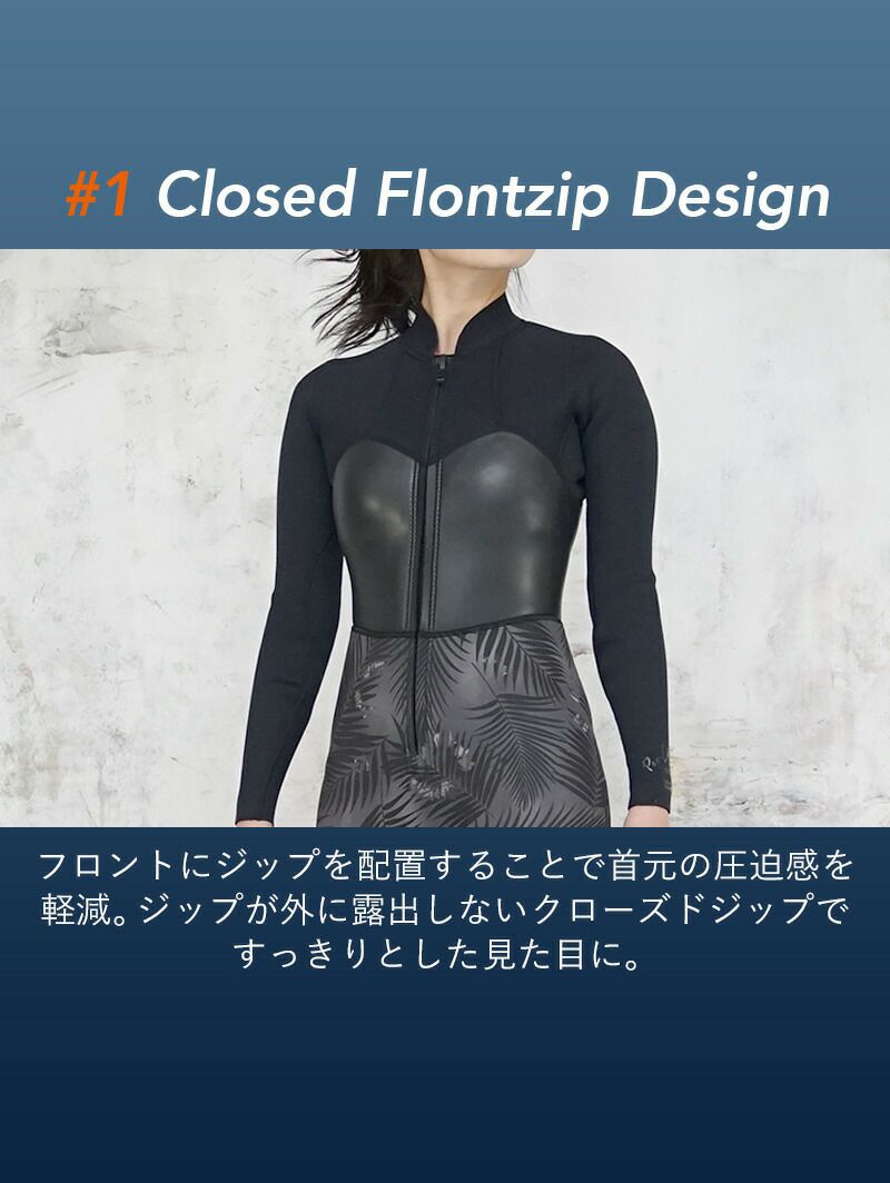 ウェットスーツレディース3mm×2mmフルスーツジャーフルHeleiWahoヘレイワホPopLifeフロントジップおしゃれサーフィンダイビングスキンダイビングSUPシュノーケリングetc
