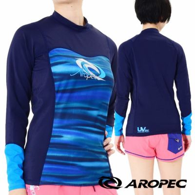 ラッシュガード レディース 長袖 Aropec アロペック Ripple ダイビング サーフィン シュノーケリング S M L サイズ対応 Diving Snorkeling Aqros