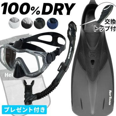 シュノーケリング セット 3点セット マスク ドライ スノーケル フィン 大人 子供 メンズ レディース 【kalama+2set-rf12-SKNmesh】 シュノーケル ヘレイワホ 海水浴 海 プール