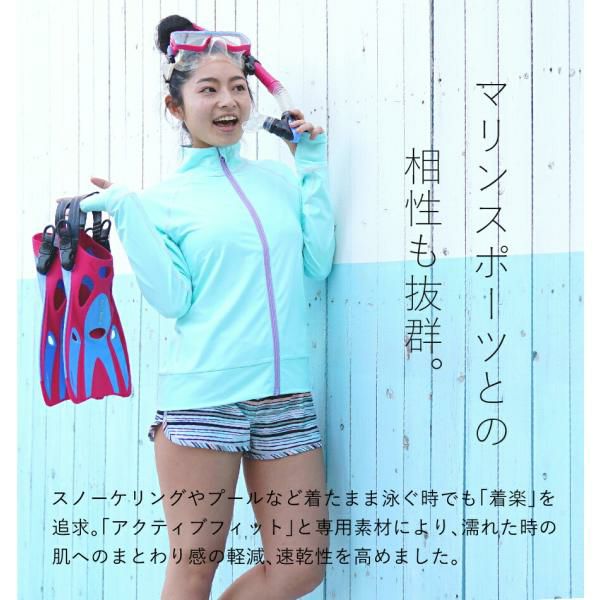 ラッシュガードレディースHeleiWahoヘレイワホ長袖ジップアップフードなしUPF50+でUVカット大きいサイズで体型カバー