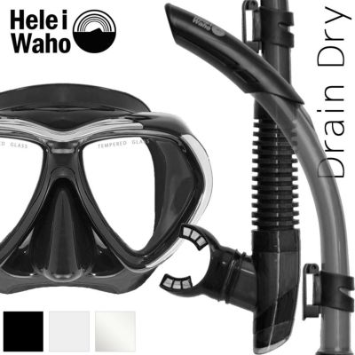 ダイビング マスク シュノーケル セット 軽器材 2点セット HeleiWaho ヘレイワホ シュノーケリングセット スキューバダイビング ダイビングマスク ドレインドライシュノーケル 【manoa3-kamaloDD】