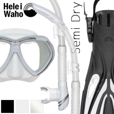 ダイビング マスク シュノーケル フィン セット 軽器材 3点セット HeleiWaho ヘレイワホ ダイビングマスク セミドライシュノーケル  シュノーケリング スキンダイビング スキューバダイビング 軽器材セット 【manoa3