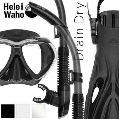 ダイビング マスク シュノーケル フィン セット 軽器材 3点セット HeleiWaho ヘレイワホ ダイビングマスク ドレインドライシュノーケル  シュノーケリング スキンダイビング スキューバダイビング 軽器材セット 【ma