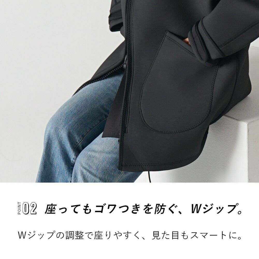 ウェットスーツコートメンズレディース防寒防風防水（撥水）厚手スキン素材ネオプレーンフード付きアウタージャケットマリンアウトドアダイビングサーフィン釣りバイクSUPボートコートマリンコートTheStandardスタンダード