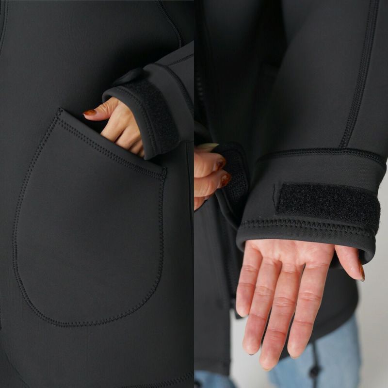 ウェットスーツコートメンズレディース防寒防風防水（撥水）厚手スキン素材ネオプレーンフード付きアウタージャケットマリンアウトドアダイビングサーフィン釣りバイクSUPボートコートマリンコートTheStandardスタンダード