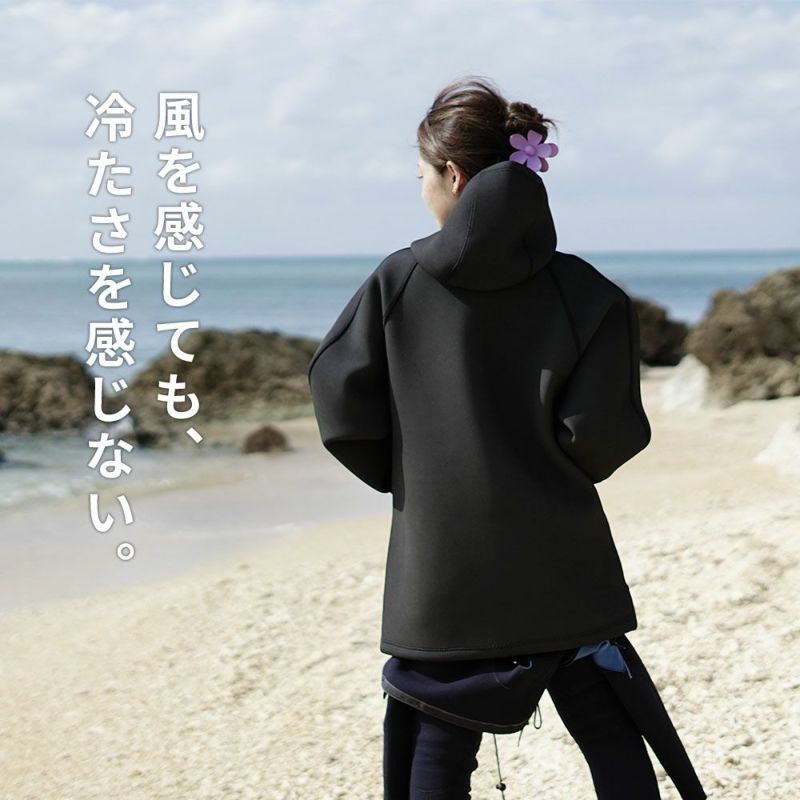 ウェットスーツコートメンズレディース防寒防風防水（撥水）厚手スキン素材ネオプレーンフード付きアウタージャケットマリンアウトドアダイビングサーフィン釣りバイクSUPボートコートマリンコートTheStandardスタンダード