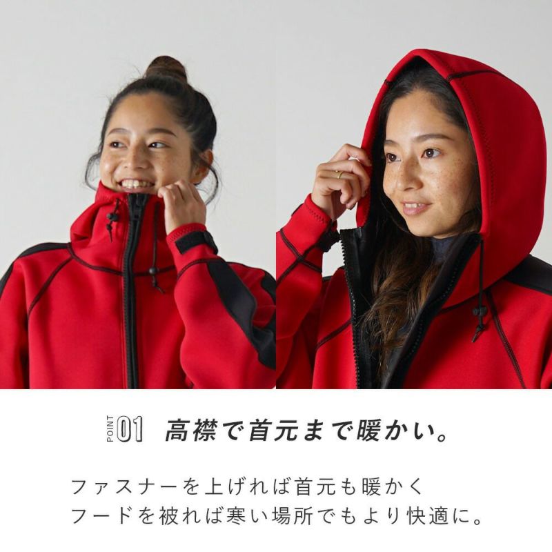 ウェットスーツコートメンズレディース防寒防風防水（撥水）保温厚手ジャージ素材ネオプレーンフード付きアウタージャケットマリンアウトドアダイビングサーフィン釣りバイクSUPボートコートマリンコートTheStandardスタンダード