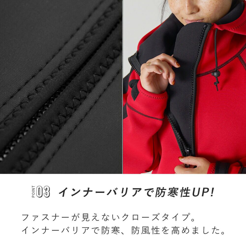 ウェットスーツコートメンズレディース防寒防風防水（撥水）保温厚手ジャージ素材ネオプレーンフード付きアウタージャケットマリンアウトドアダイビングサーフィン釣りバイクSUPボートコートマリンコートTheStandardスタンダード