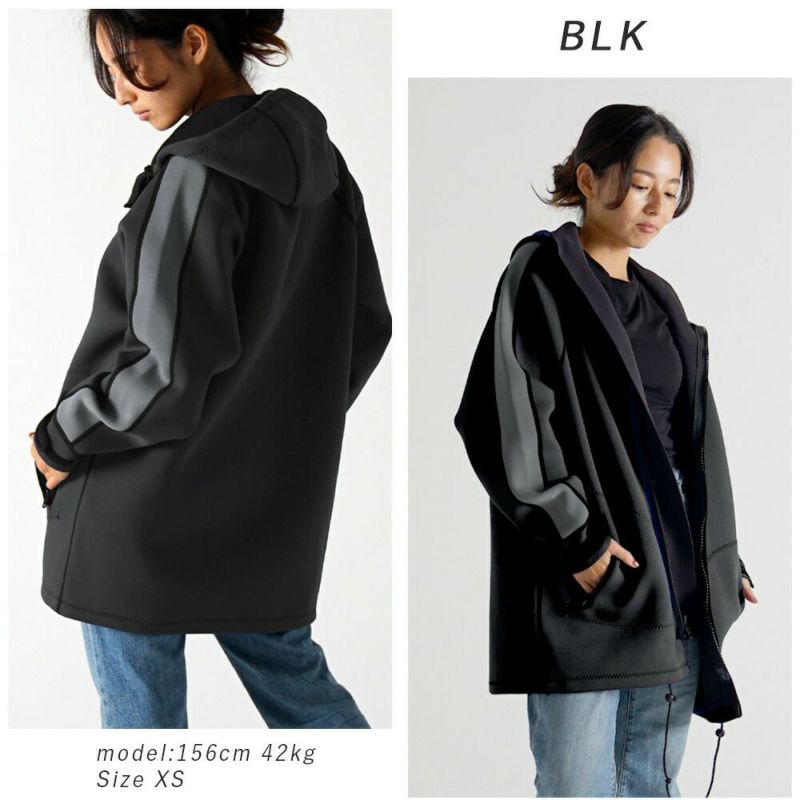 ウェットスーツコートメンズレディース防寒防風防水（撥水）保温厚手ジャージ素材ネオプレーンフード付きアウタージャケットマリンアウトドアダイビングサーフィン釣りバイクSUPボートコートマリンコートTheStandardスタンダード