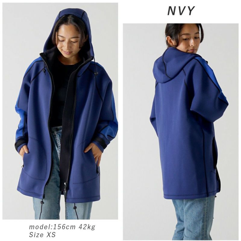 ウェットスーツコートメンズレディース防寒防風防水（撥水）保温厚手ジャージ素材ネオプレーンフード付きアウタージャケットマリンアウトドアダイビングサーフィン釣りバイクSUPボートコートマリンコートTheStandardスタンダード