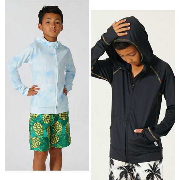 ラッシュガードキッズジュニアHeleiWahoヘレイワホラッシュパーカー長袖パーカーUPF50+でUVカット80・90・100・110・120・130・140・150cm対応男の子女の子