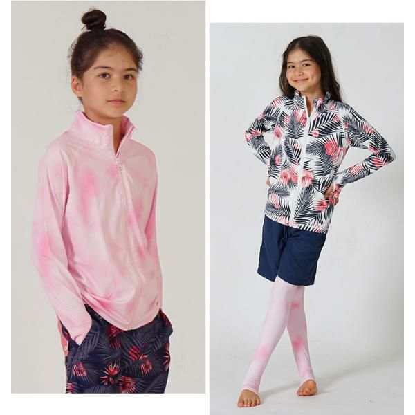 ラッシュガードキッズジュニアHeleiWahoヘレイワホ長袖ジップアップフードなしUPF50+でUVカット80・90・100・110・120・130・140・150cm対応男の子女の子