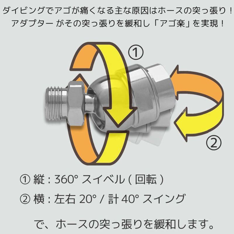 セカンドステージ用 中圧スイベルアダプター 360°回転 The