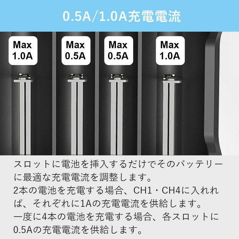 リチウムイオン充電器 4スロット 各種電池対応 XTAR エクスター VC4