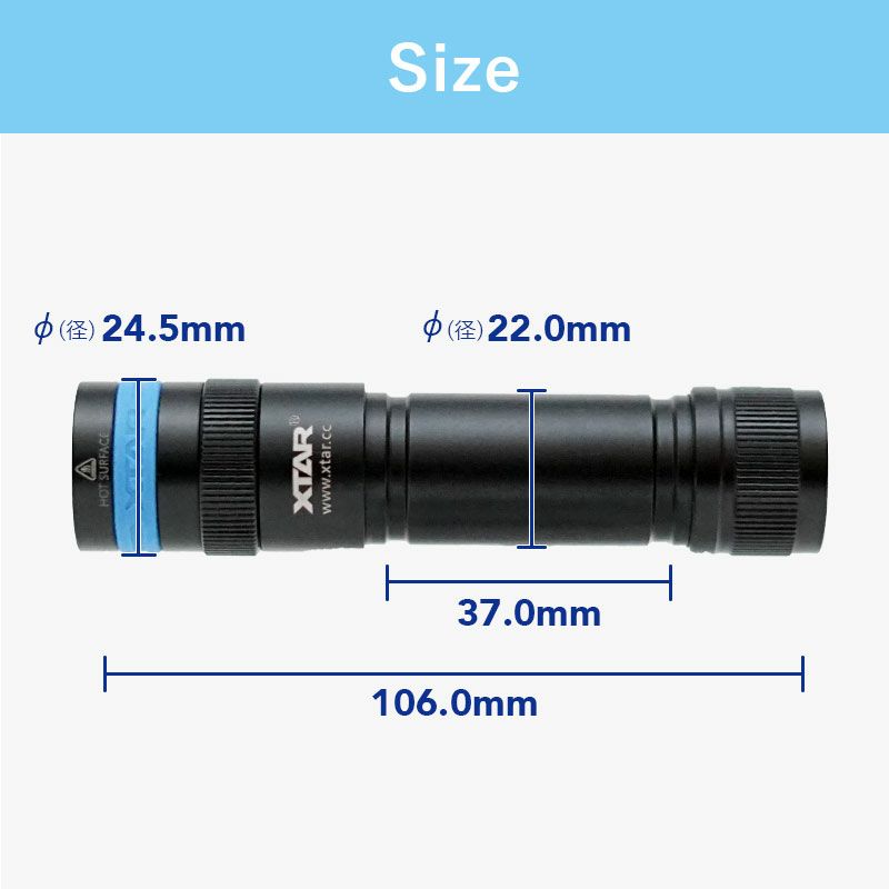 水中ライトダイビングLEDダイビングライト防水コンパクトハンディライト充電式スポット18650バッテリー充電XTARエクスターD201000ルーメン