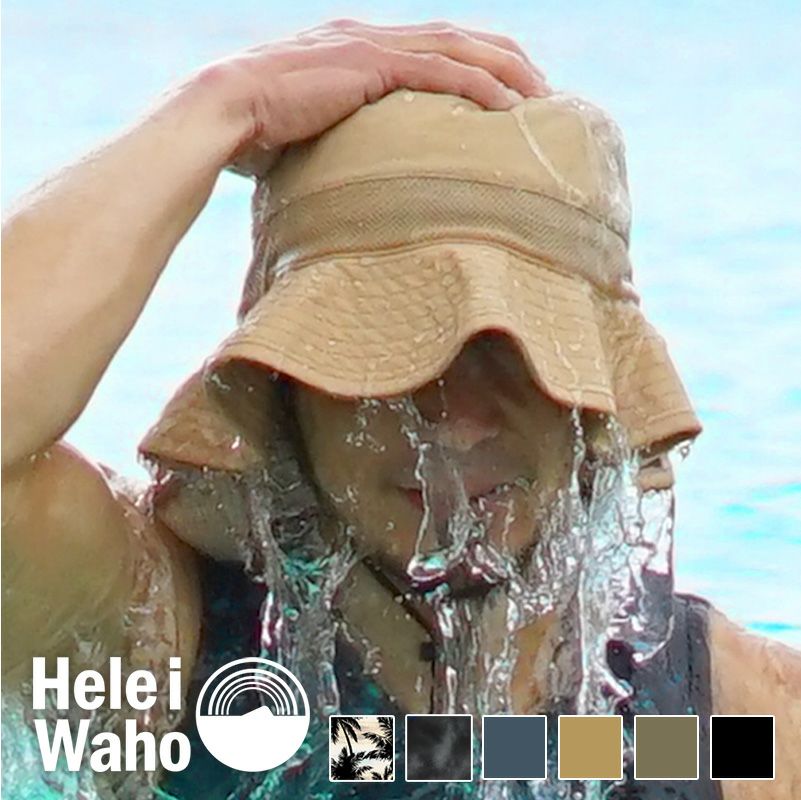 サーフハット メンズ ビーチハット サファリハット Heleiwaho ヘレイワホ ハット 帽子 Uvカット 撥水 水陸両用 抗菌 メッシュ サーフィン Sup 海 プール 釣り アウトドア キャンプ 登山 夏 レディース 子供 キッズ ジュニア も対応 Diving Snorkeling Aqros