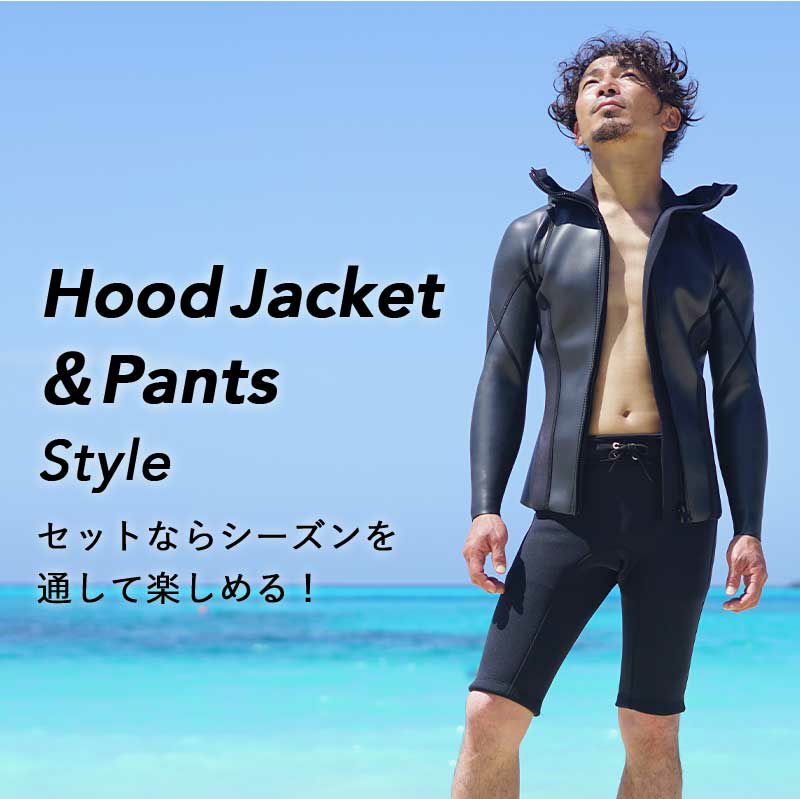 ウェットスーツ メンズ フードジャケット タッパ ショートパンツ ハーフパンツ セット ロングスプリング ロンスプ セットアップ 2ピース HeleiWaho  ヘレイワホ poplife 2mm × 2mm ダイビング スキンダイビング SUP シュノーケリング サーフィン |  Diving＆Snorkeling AQROS