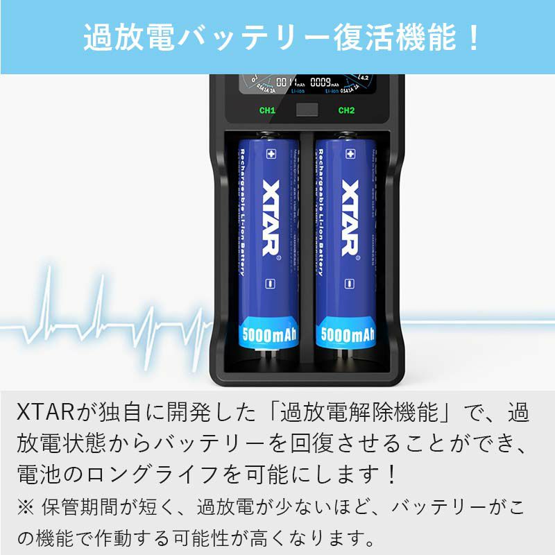 マルチ充電器 2スロット 各種電池対応 XTAR エクスター VC2SL