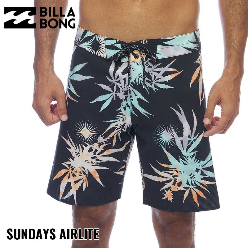 Billabong Sundays Airlite 花柄 スイムショートパンツ 黒-