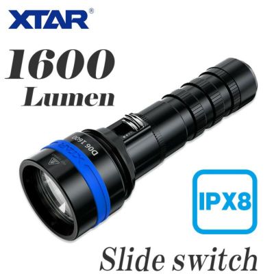 1600ルーメン スポットタイプ<br>ダイビングライト XTAR エクスター D06 水中ライト IPX8 100m防水 LEDライト ハンディライト ダイビング 無段階調光  18650/16430バッテリー<br>【バッテリー・充電器 別売】