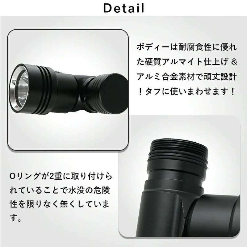ヘッドライト1000ルーメン ダイビングライト UW LED ヘッド
