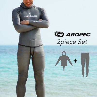 3mm 2ピースセット<br>メンズ ウェットスーツ フード付きジャケット ロングパンツ ダイビング フリーダイビング 素潜り AROPEC/アロペック