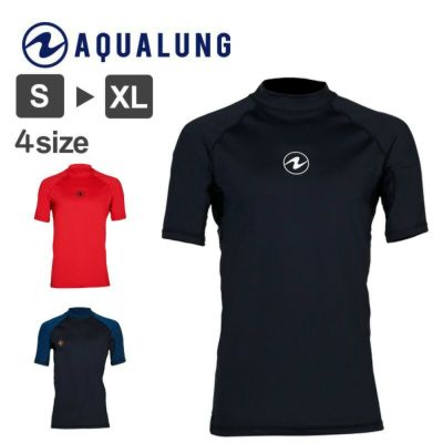 AQUALUNG / アクアラング スリムフィット ラッシュ メンズ半袖 ラッシュガード メンズ 軽器材 素潜り　スキンダイビング　スキューバダイビング　ダイビング　マリンスポーツ　海水浴