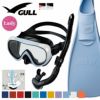 《GULL/ガル》ココBKレイラステーブルBKミューダイビングマスクフィンシュノーケルセット軽器材3点セットダイビングマスクフルフットフィンスノーケルスキンダイビングスキューバダイビング軽器材セット【cocoBK-leilastableBK-mew】