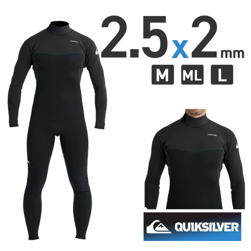 QUIKSILVERクイックシルバーウェットスーツメンズフルスーツバックジップサーフィンダイビングウエットスーツ2.5mm2mmQWT241708EVERYDAYSESSIONS2.5/2BZFLFLOCK