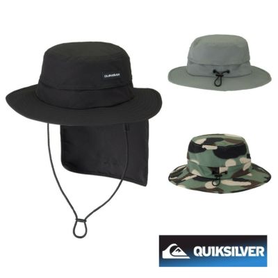 QUIKSILVER クイックシルバー ハット サーフハット サファリハット ビーチハット サーフキャップ サーフィン メンズ はっ水 あご紐 軽量 UPF50 56 ～ 59 cm QSA241714 UV WATER BEACH HAT