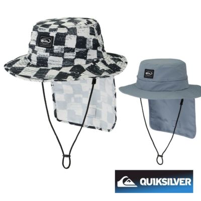 QUIKSILVER クイックシルバー ハット サーフハット サファリハット ビーチハット サーフキャップ サーフィン メンズ はっ水 あご紐 軽量 UPF50 56 ～ 59cm QSA241715 UV WATER BEACH HAT SATURN