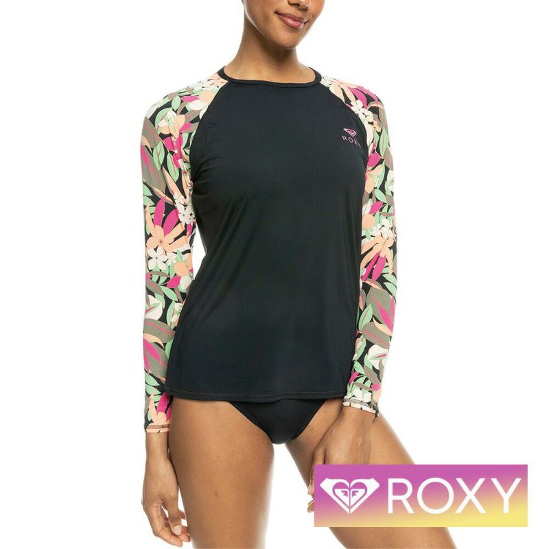 ROXY ロキシー ラッシュガード レディース uvガード uvカット ウェットスーツ インナー 長袖 体型カバー カバーアップ 30代 40代  50代 プール GRJWR03037 LS LYCRA PRINTED