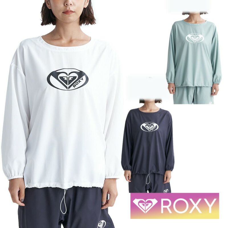 ROXYロキシーラッシュガードレディースuvガードuvカット長袖体型カバーカバーアップ大きめシンプル無地30代40代50代プールRLY241030AIROSAMENTEL/SRASH