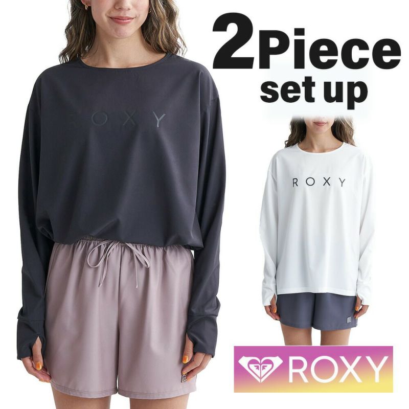 ROXY ロキシー ラッシュガード レディース Tシャツ ロンT uvガード uvカット 長袖 体型カバー カバーアップ 大きめ シンプル 無地  30代 40代 50代 プール RLY241040 OHANA SET