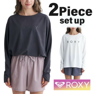 ROXY ロキシー ラッシュガード レディース Tシャツ ロンT  uvガード uvカット 長袖 体型カバー カバーアップ 大きめ シンプル 無地 30代 40代 50代  プール    RLY241040 OHANA SET