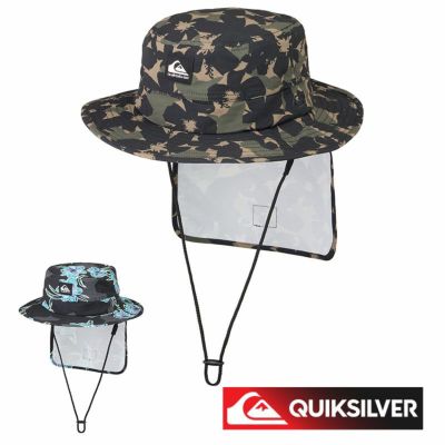 QUIKSILVER クイックシルバーサーフハット メンズ 水陸両用 ビーチハット  WR UV WATER BEACH HAT PRT QSA251711 あご紐付き UVカット 撥水 サーフキャップ サファリハット  ハット 帽子 サーフ サーフィン ブランド