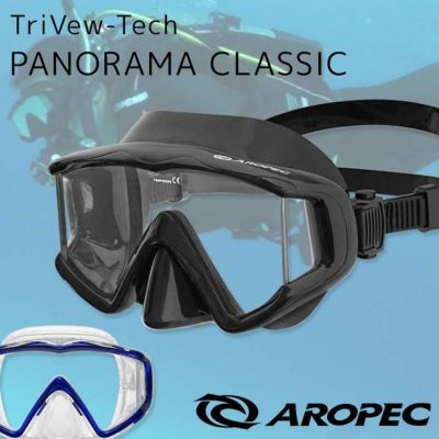 ダイビング用マスク 3眼マスク アジアンフィッティング 広視界 パノラマビュー【M3 TriVew-Tech PANORAMA CLASSIC / ダイビングマスク】AROPEC(アロペック)
