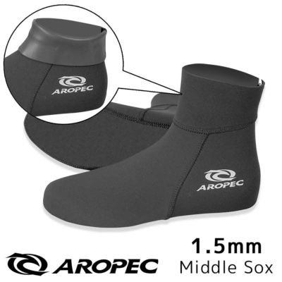 マリンソックス 1.5mmウェットスーツ生地 フィンソックス シュノーケリング/スキンダイビング/マリンスポーツに最適【1.5 Middle Sox Skin / ウェットソックス ショート】AROPEC(アロペック)
