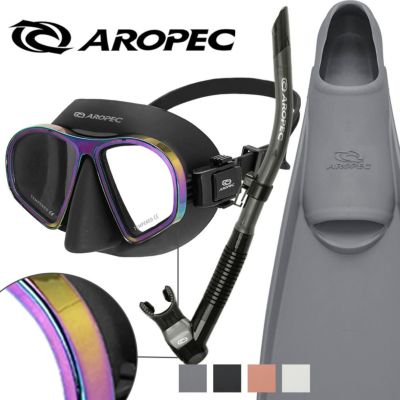 ダイビング 軽器材 3点セット アロペック AURORA STREAM TURBO FLEX マスク スノーケル フィン スキューバダイビング シュノーケリング スキンダイビング対応 オーロラカラー 超低体積 セミドライ  排水バルブ ラバ