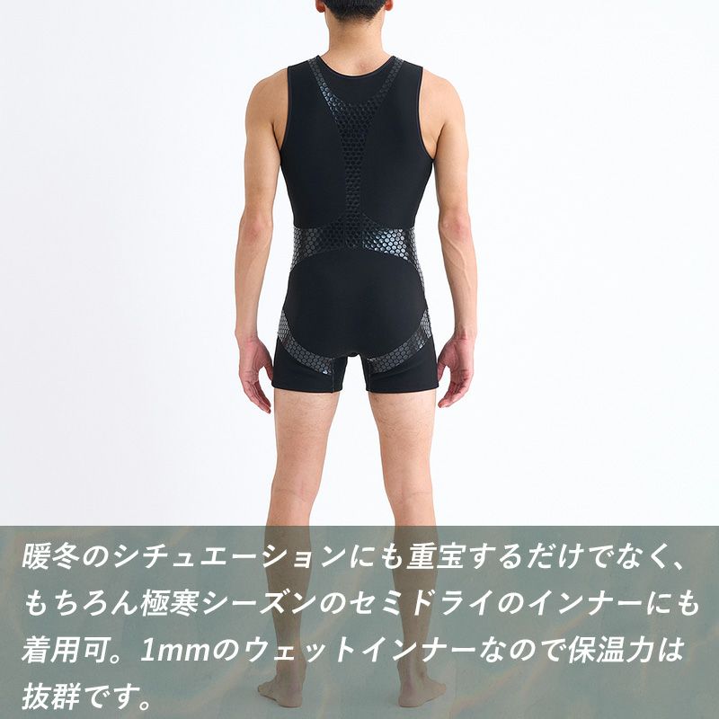 クイックシルバー インナーショートジョン メンズ 保温 撥水 速乾 1mm