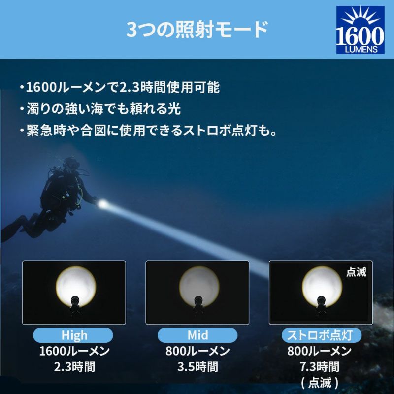 XTAR D40 ZOOM 1600 adjustable Beam 本体 水中ライト LED ダイビング